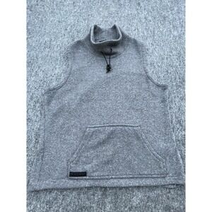 LRL Ralph Lauren Vest Women 14 Medium Gray Full Zip Fleece pile Mock Neck